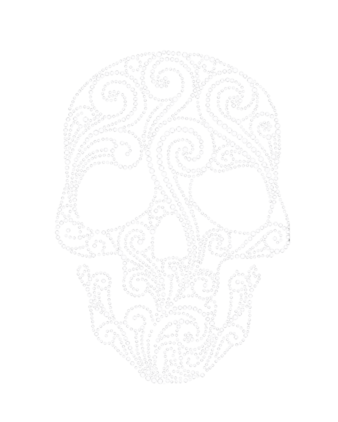 6pcs silver skull iron on rhinestone transfers