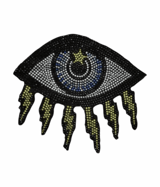 6pcs black eye iron on rhinestone transfers