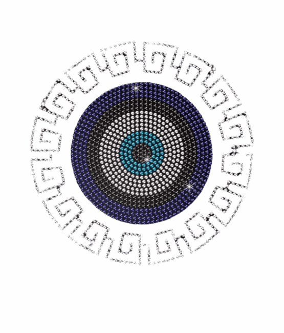 6pcs round evil eye iron on rhinestone transfers