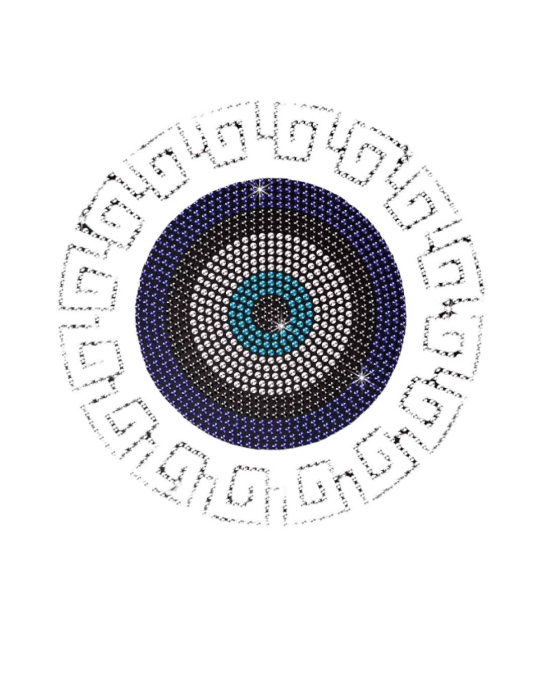 6pcs round evil eye iron on rhinestone transfers