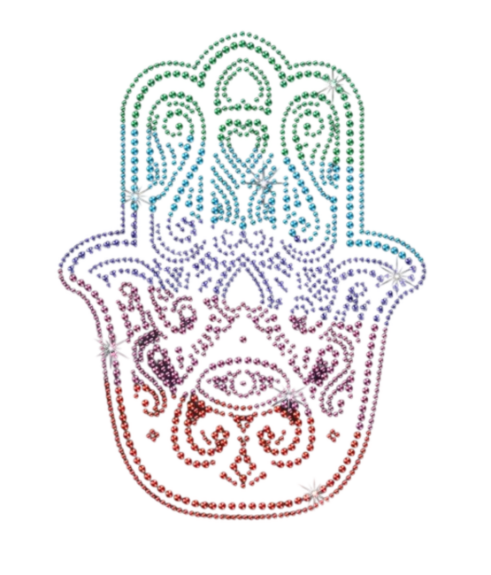 6pcs colorful hand evil eye iron on rhinestone transfers