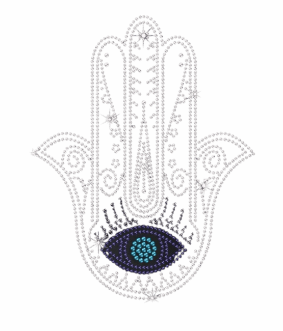 6pcs silver hand evil eye iron on rhinestone transfers