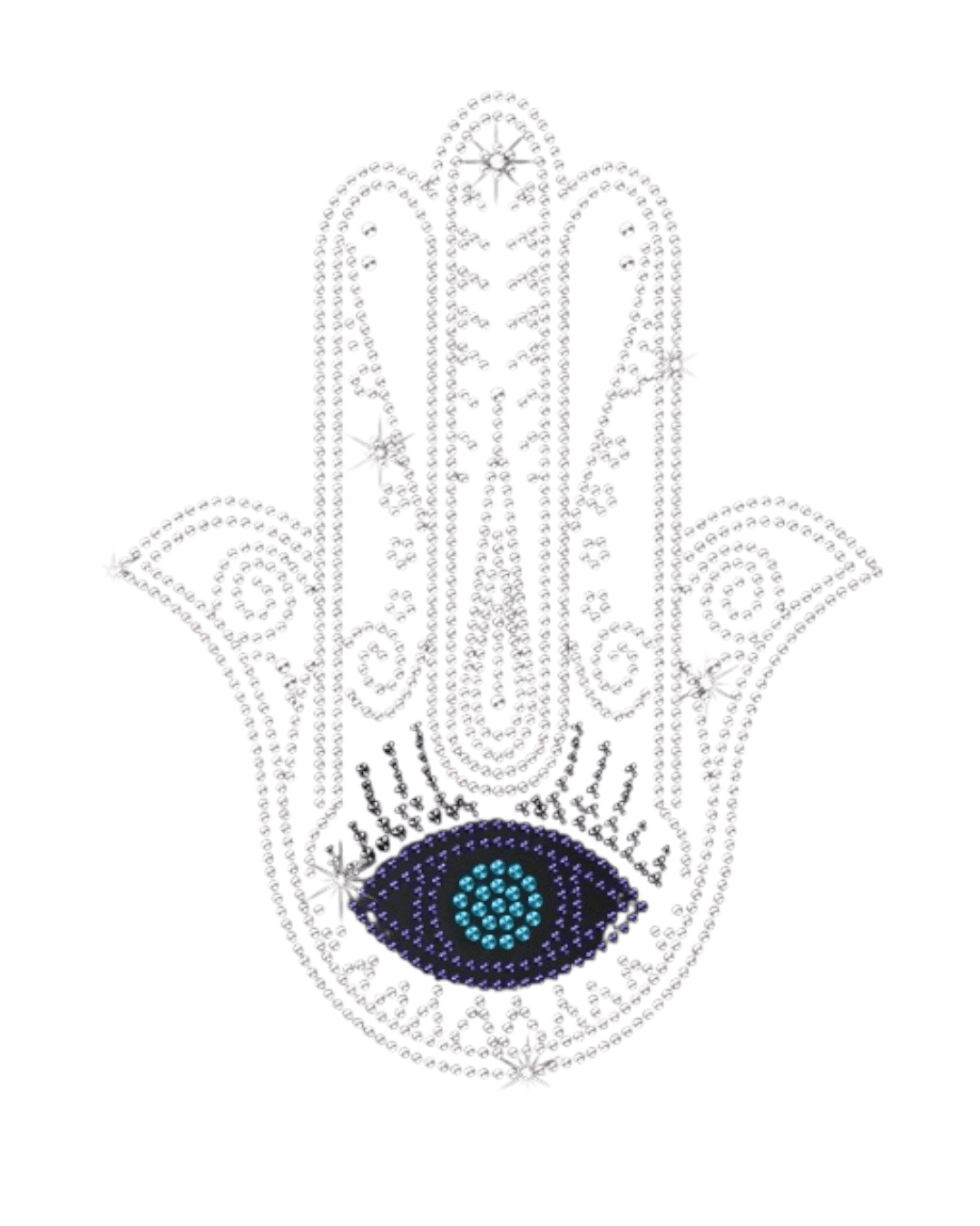 6pcs silver hand evil eye iron on rhinestone transfers
