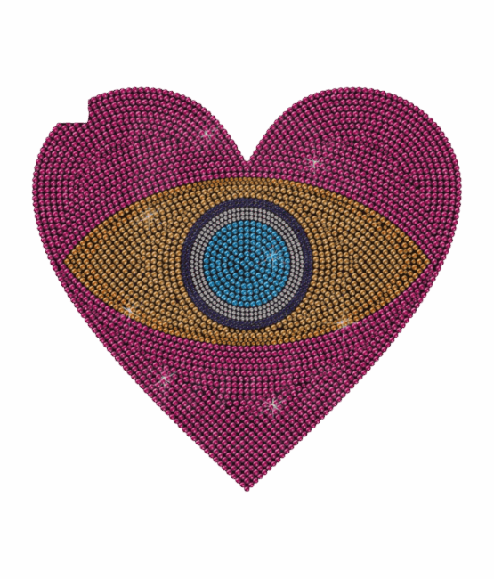 6pcs Heart evil eye iron on rhinestone transfers