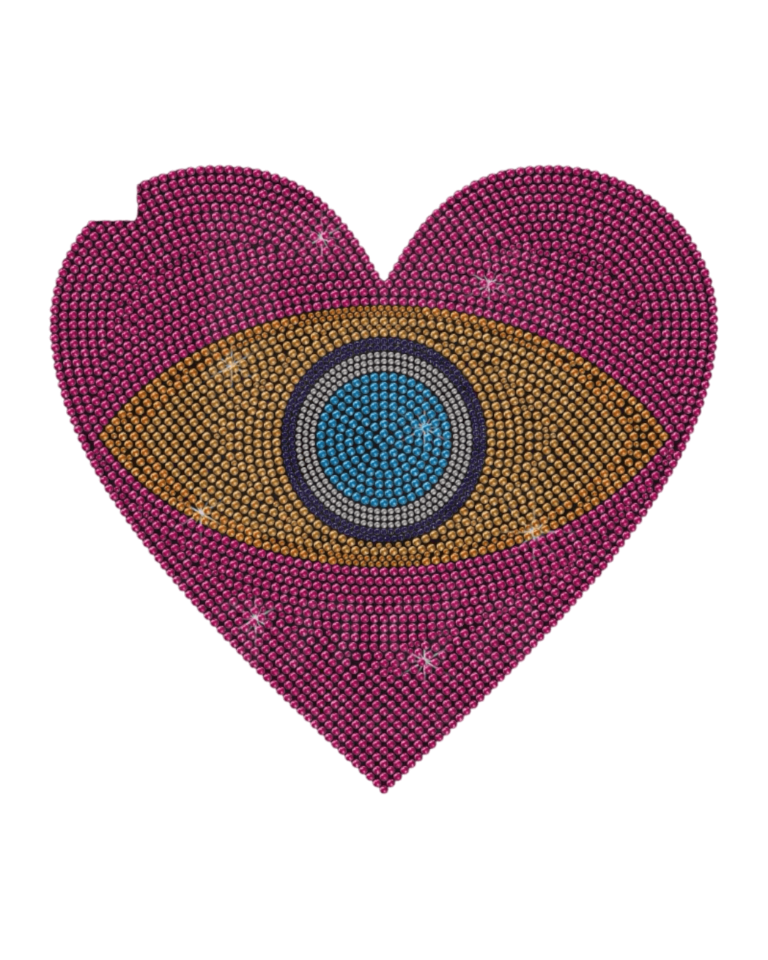6pcs Heart evil eye iron on rhinestone transfers