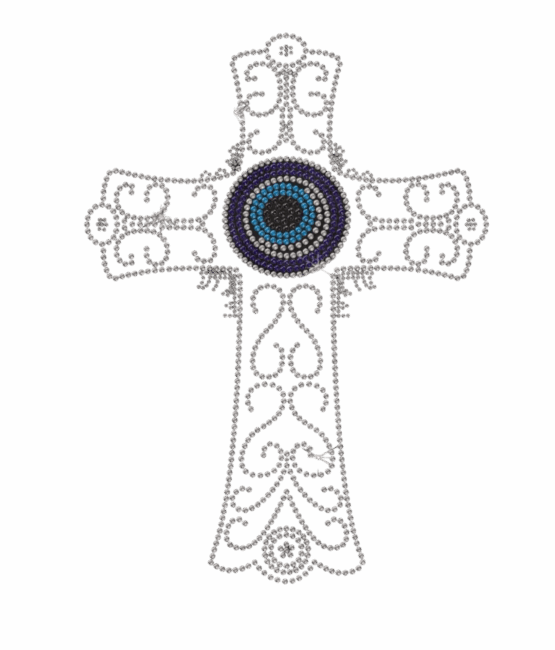 6pcs cross eye iron on rhinestone transfers