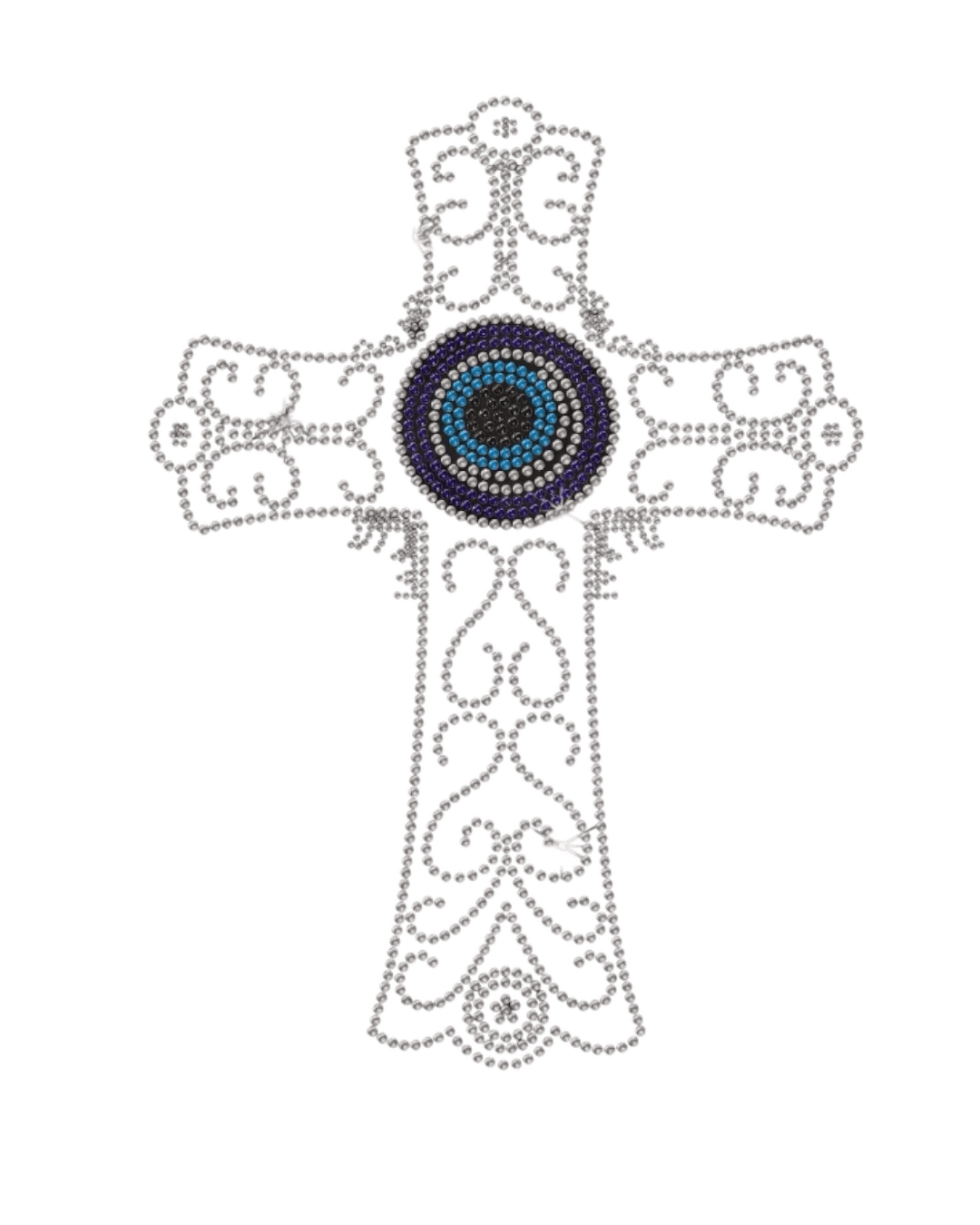 6pcs cross eye iron on rhinestone transfers