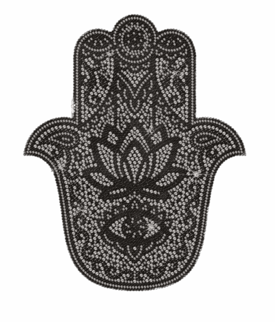 6pcs black hand eye iron on rhinestone transfers