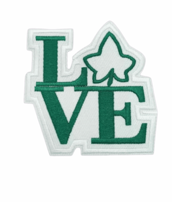 White Aka love iron on embroidery patches