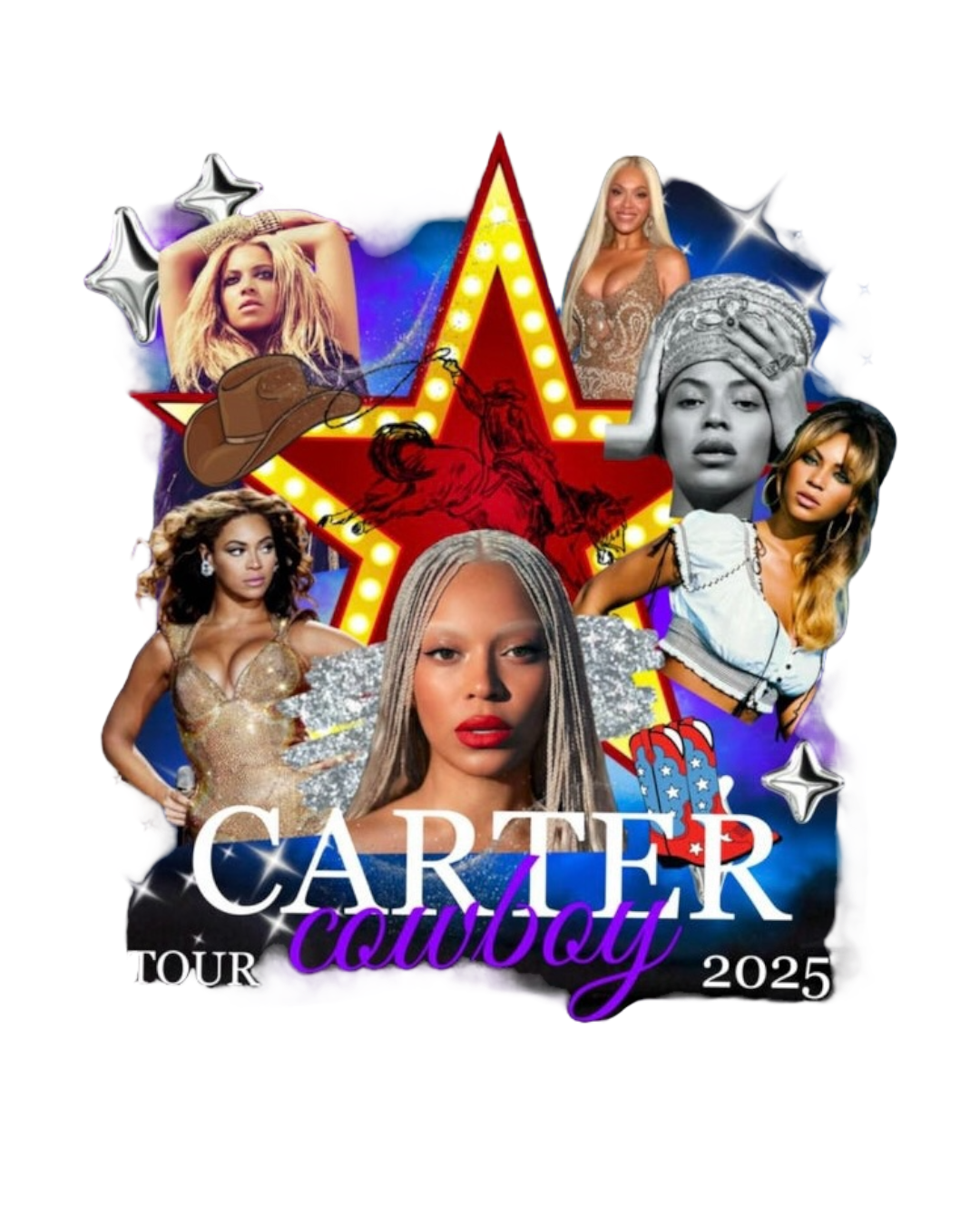 Star Cowboy carter Beyoncé iron on heat transfers
