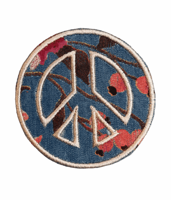 Flower Denim Peace iron on patch