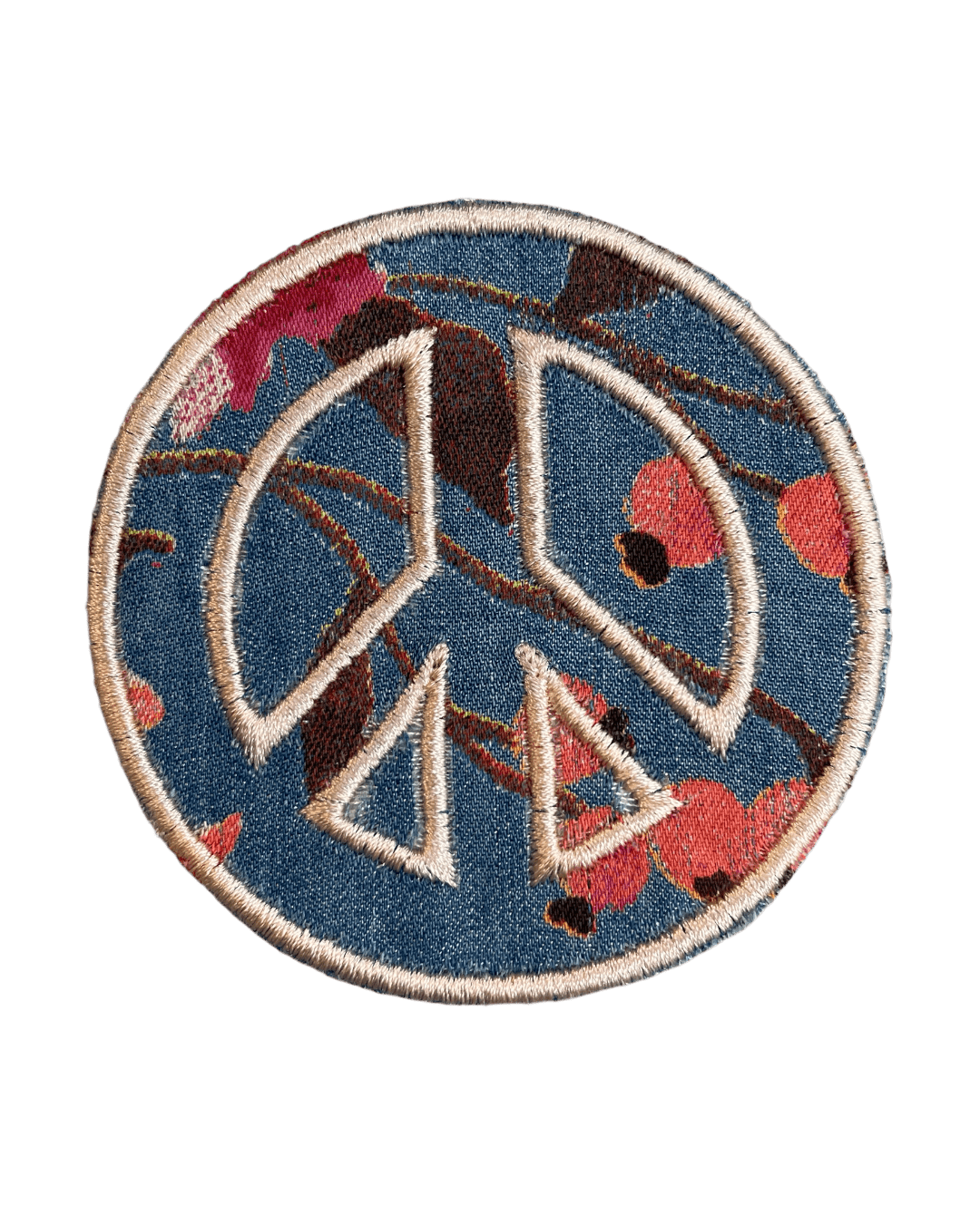 Flower Denim Peace iron on patch
