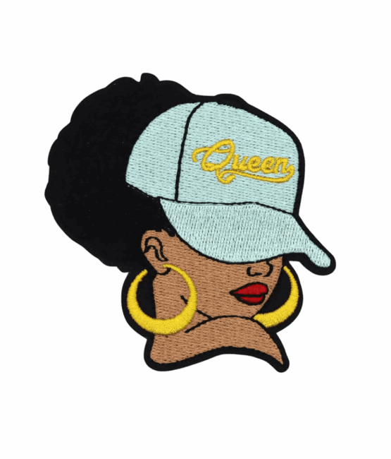 Afro hat queen iron on melanin patches