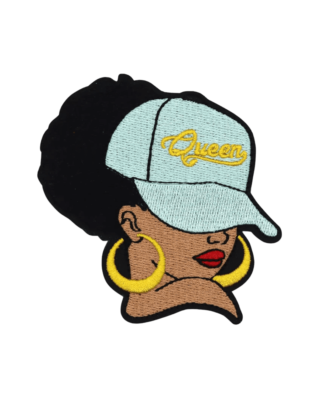 Afro hat queen iron on melanin patches