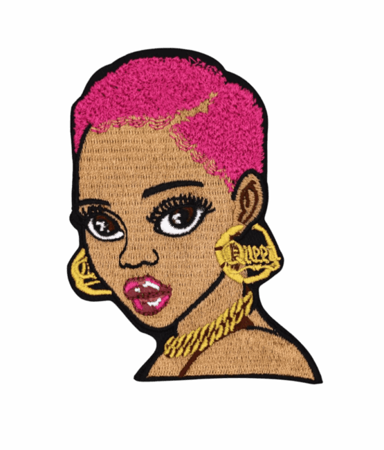 Afro pink hair iron on melanin patches