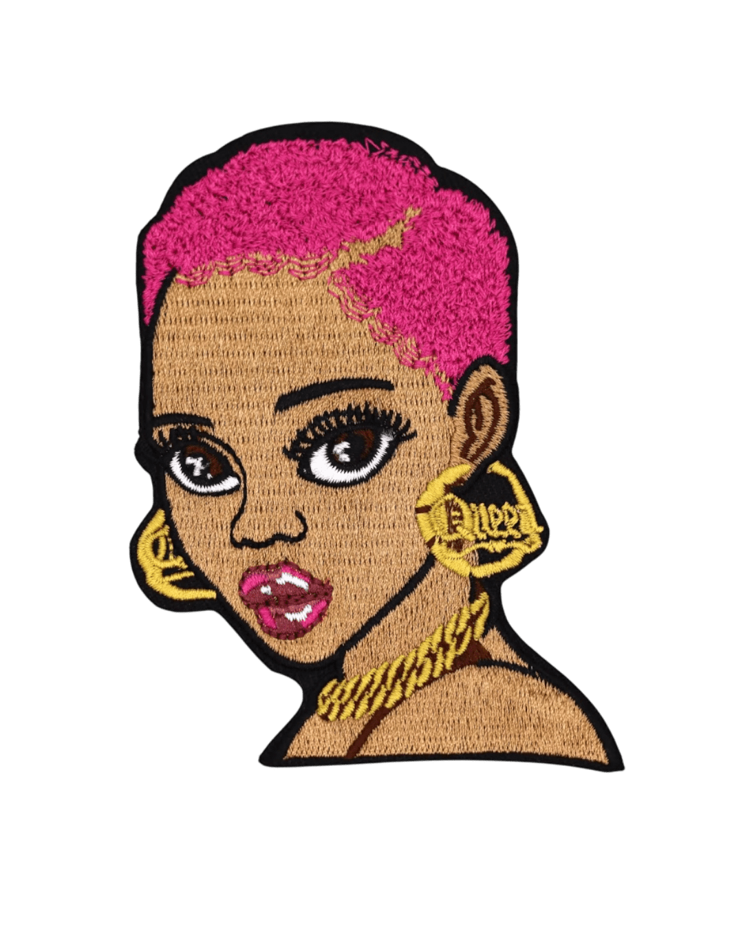 Afro pink hair iron on melanin patches