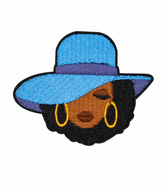 Afro blue hat iron on melanin patches