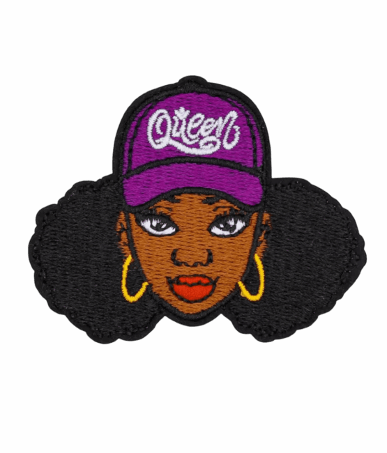 Afro purple hat queen iron on melanin patches