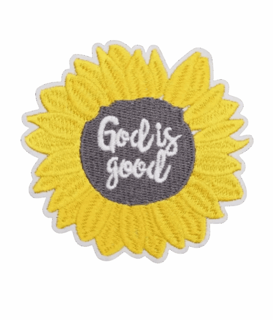 God is good flower iron on patch