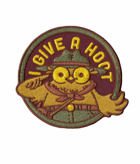 Woodsy owl iron on embroidery patches