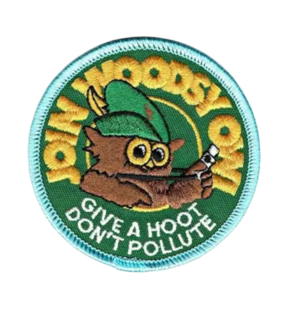 Woodsy give a hoot iron on embroidery patches
