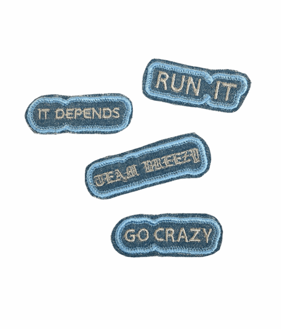 4pcs denim Chris brown breezy bowl iron on patch set