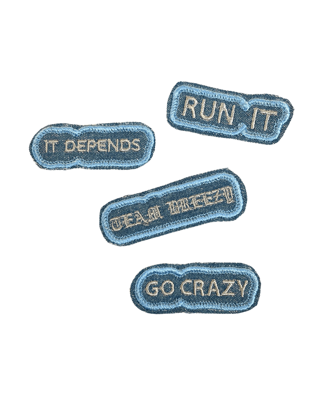 4pcs denim Chris brown breezy bowl iron on patch set