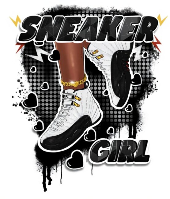 Black Sneaker girl dtf heat transfer