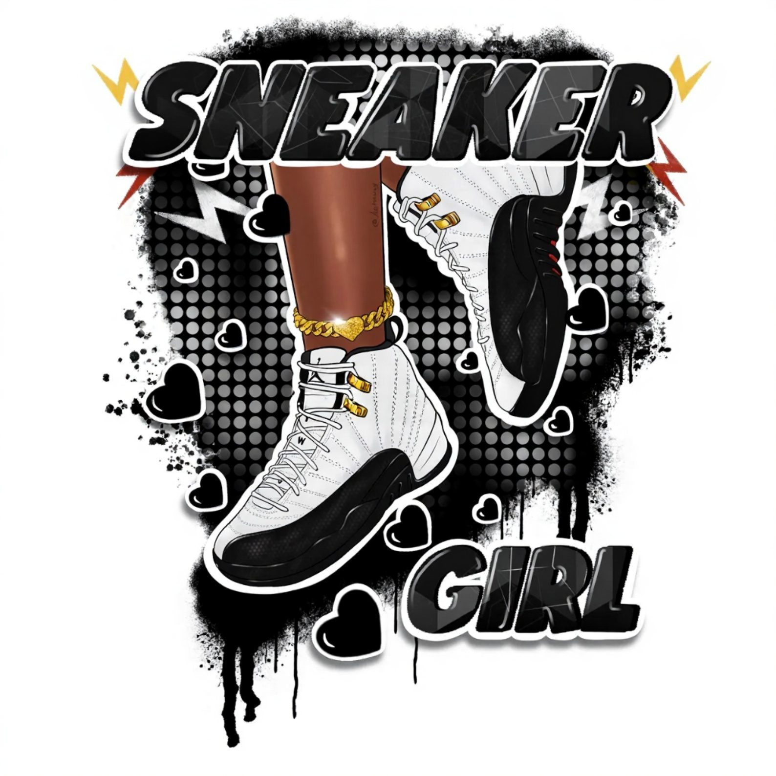 Black Sneaker girl dtf heat transfer