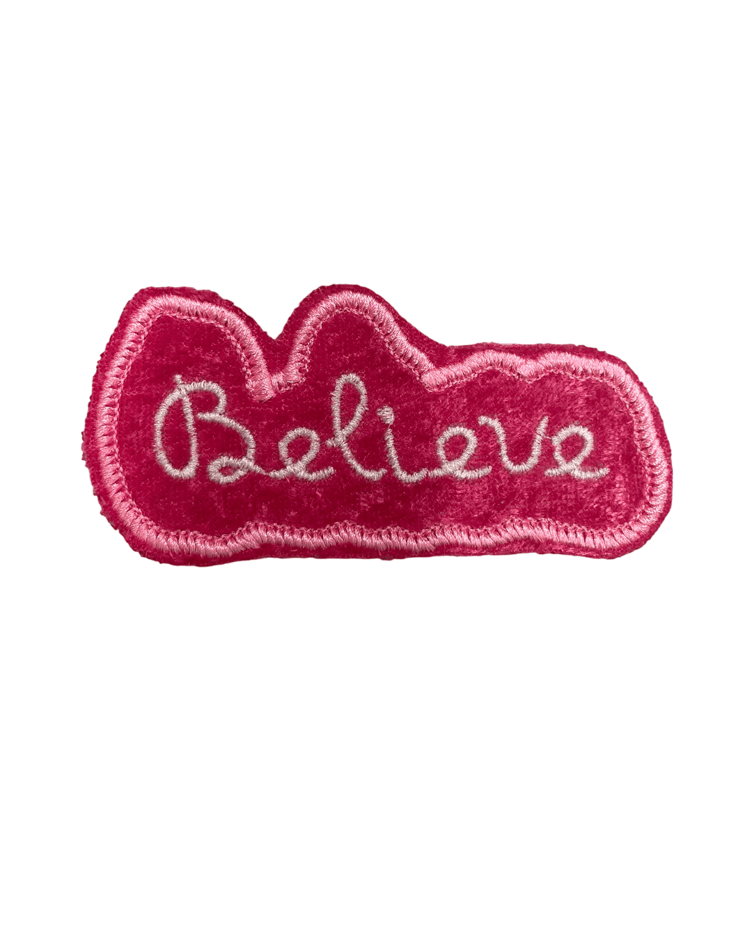 Believe breast cancer awareness pink iron on velvet patch