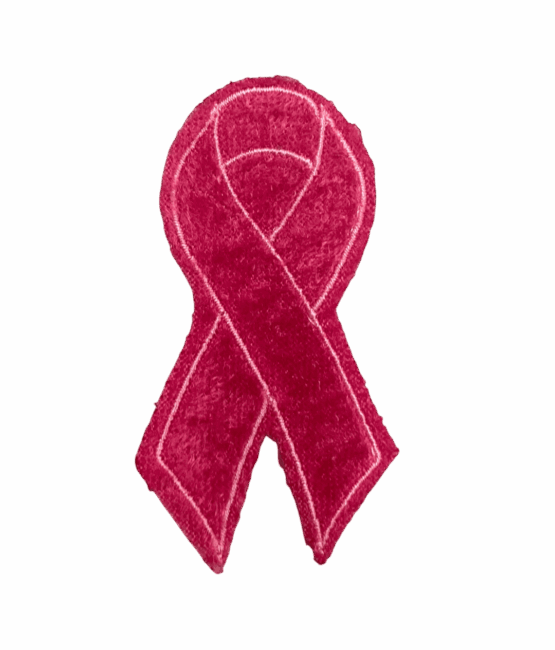 Ribbon breast cancer awareness pink iron on velvet patch