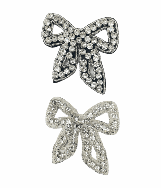 Rhinestone bow beaded patches