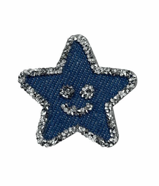 Small Denim star iron on rhinestone patches for t-shirt sweater jackets