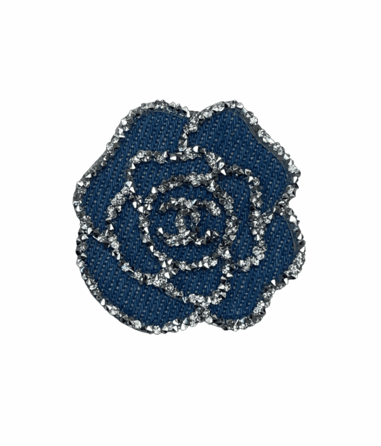Small Denim flower iron on rhinestone patches for t-shirt sweater jackets