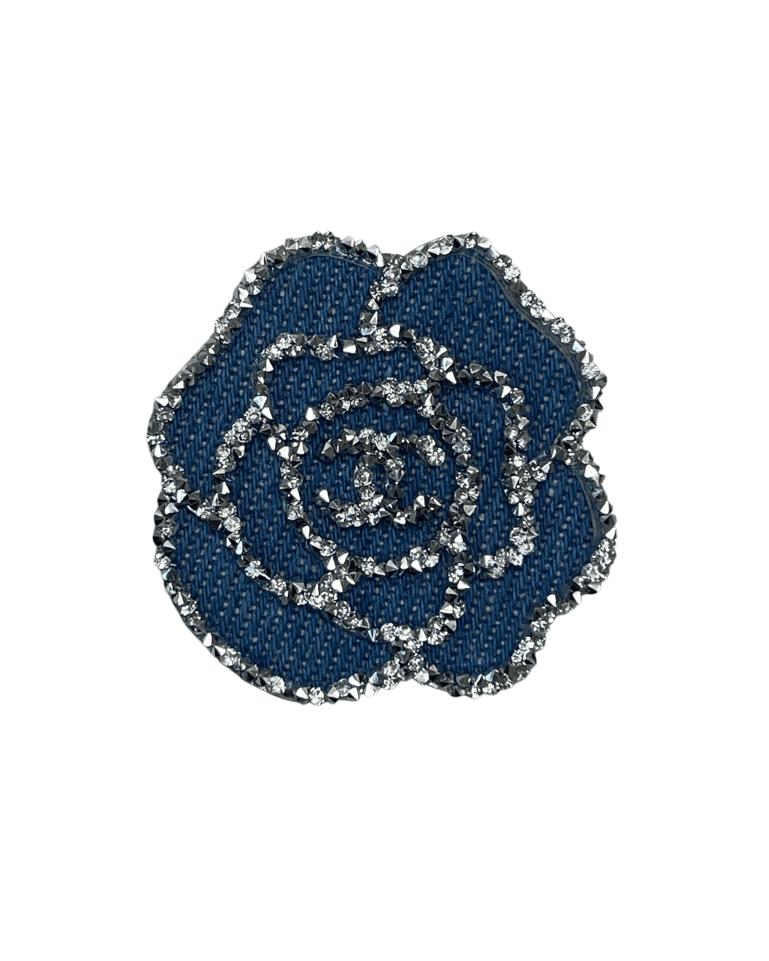 Small Denim flower iron on rhinestone patches for t-shirt sweater jackets