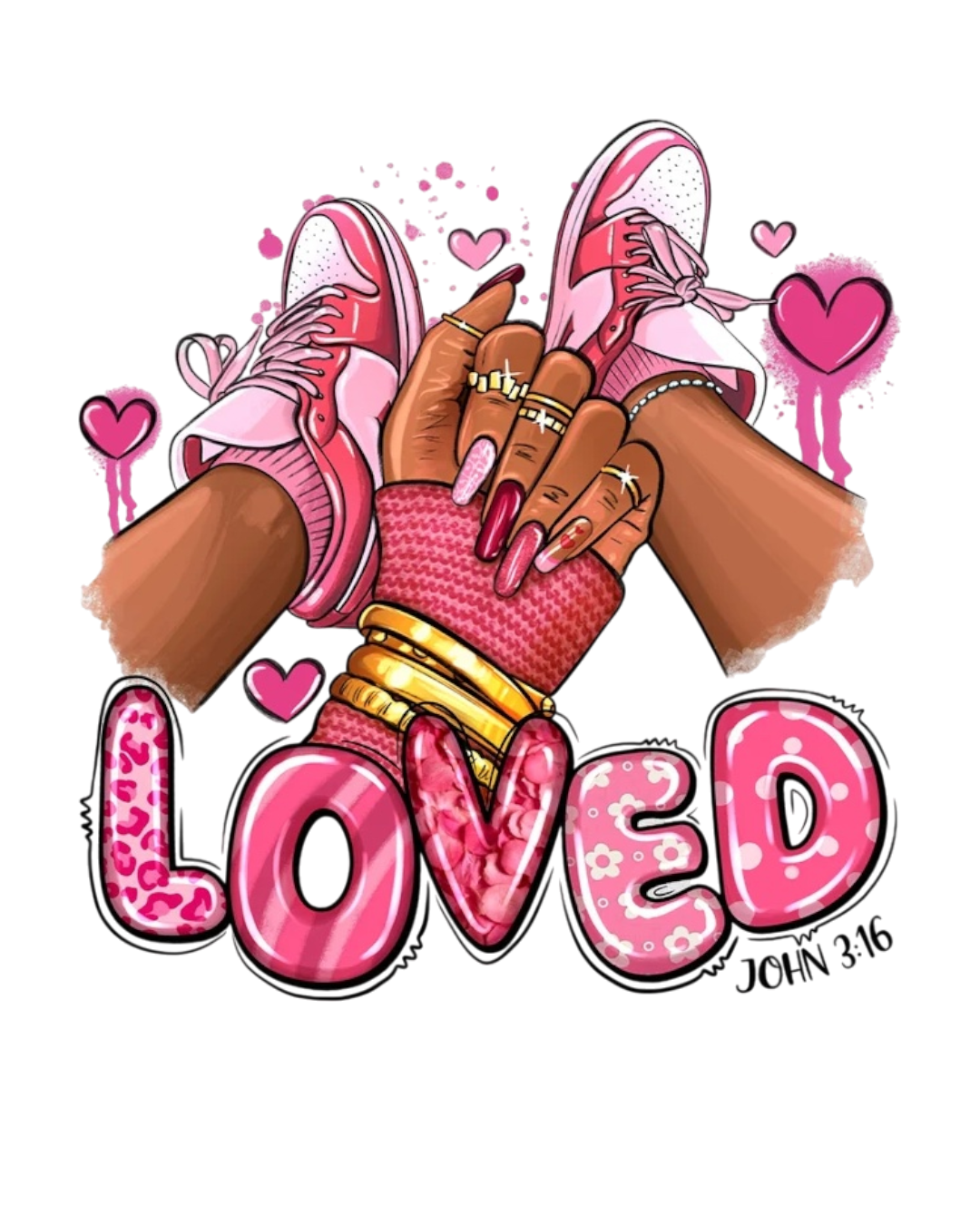 Loved sneakers iron on valentine transfers