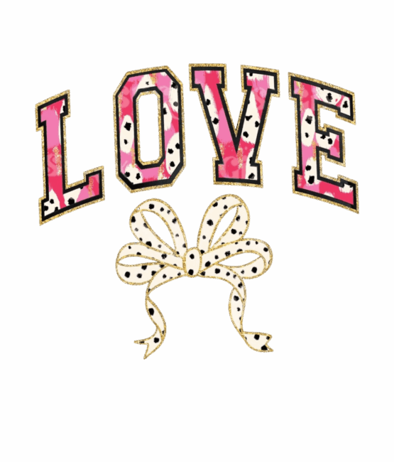 Love bow iron on valentine transfers