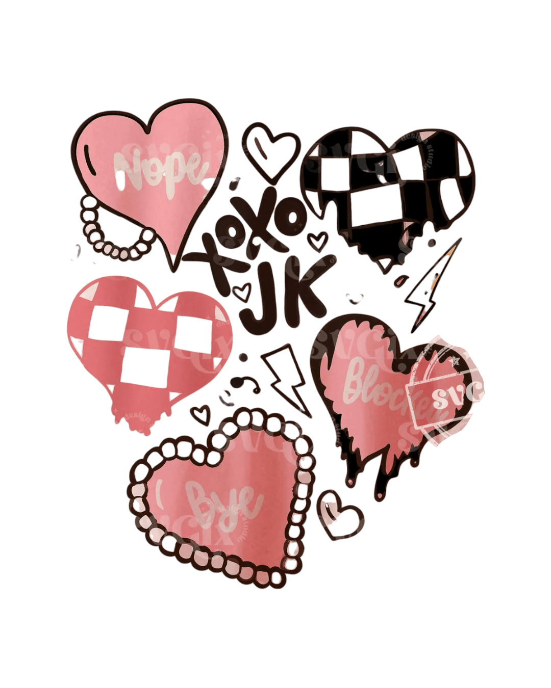 Heart xoxo iron on valentine transfers