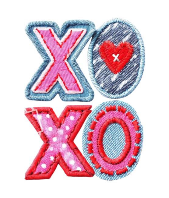 Faux denim xoxo valentine transfers