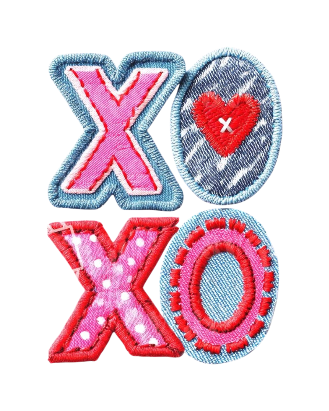 Faux denim xoxo valentine transfers