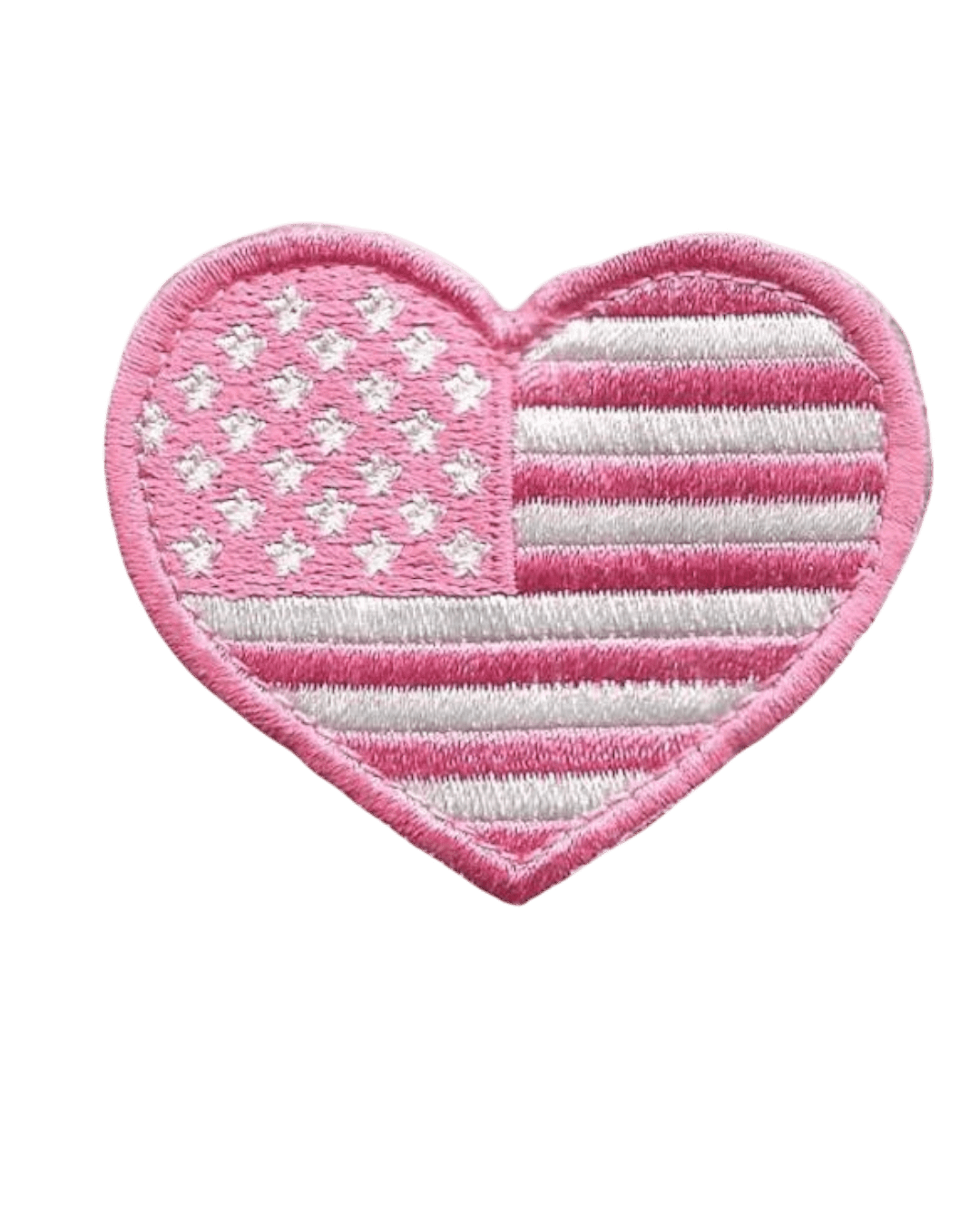 Pink heart American flag patches