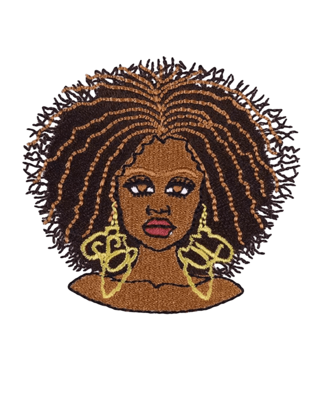 Black curly afro iron on melanin patches