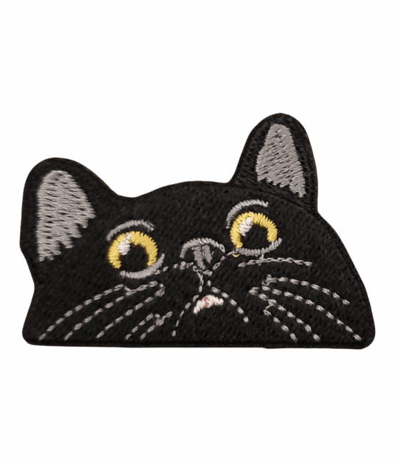Black peeking cat iron on patches