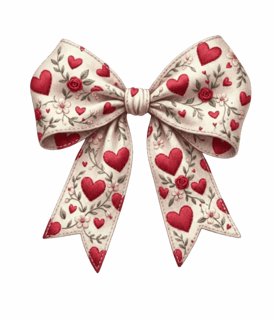 Heart bow valentines heat transfers