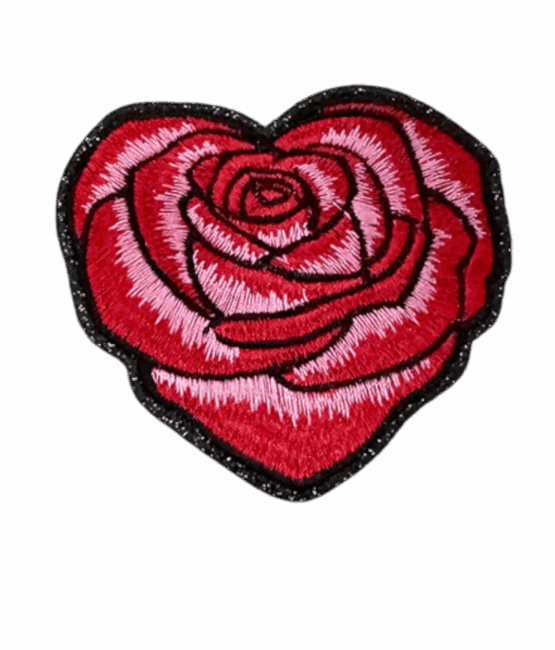 Flower iron on heart patches