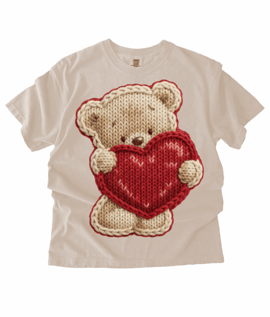 Teddy bear Heart iron on valentine transfers