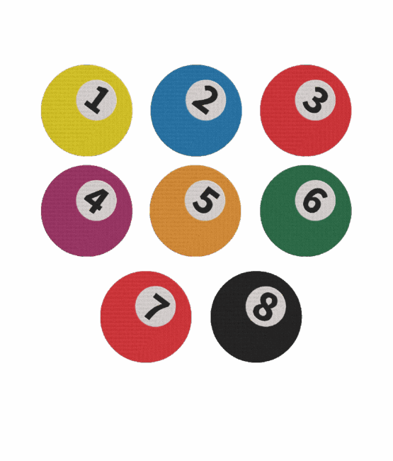 Numbers 1–8 Billiard Pool Ball Embroidery iron on patches