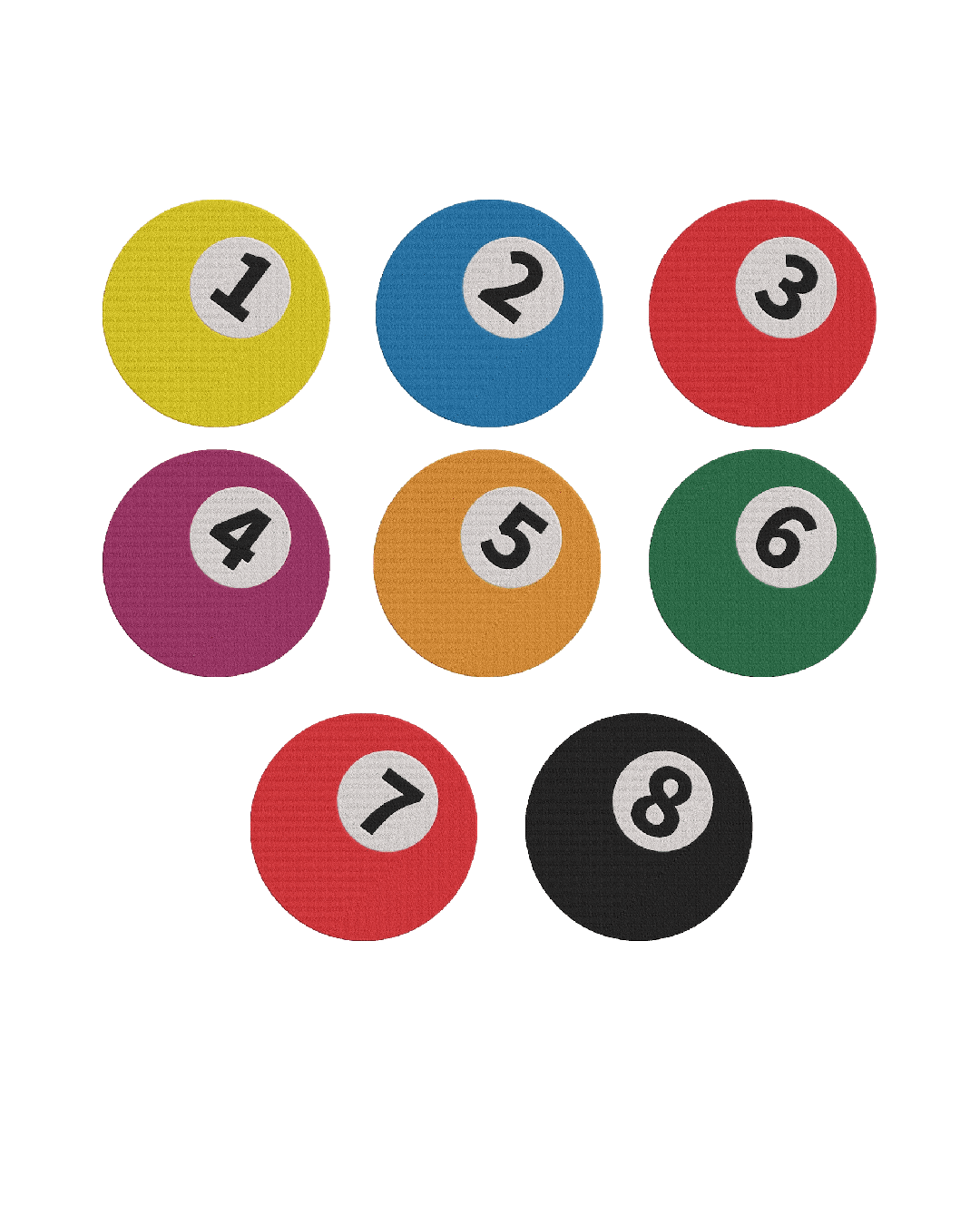 Numbers 1–8 Billiard Pool Ball Embroidery iron on patches