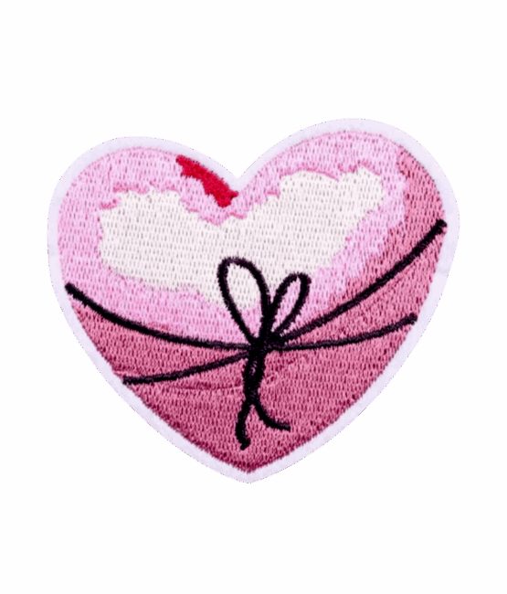 Pink heart iron on valentine patch