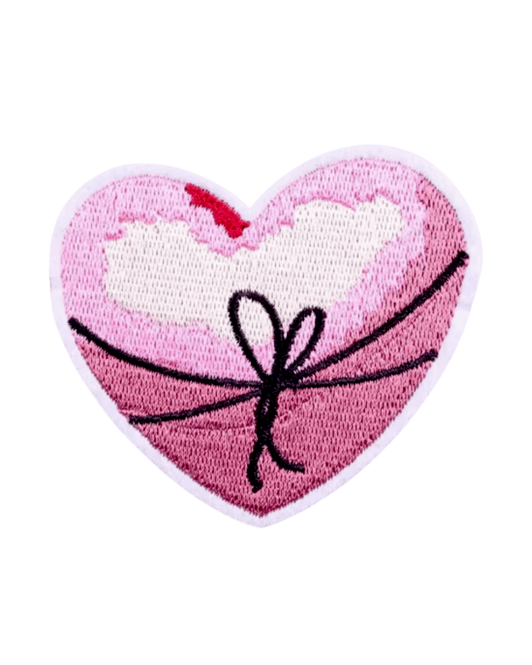 Pink heart iron on valentine patch